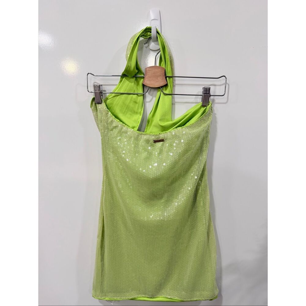 Missguided Lime Sequin Halter Mini Dress M - Picture 5 of 10